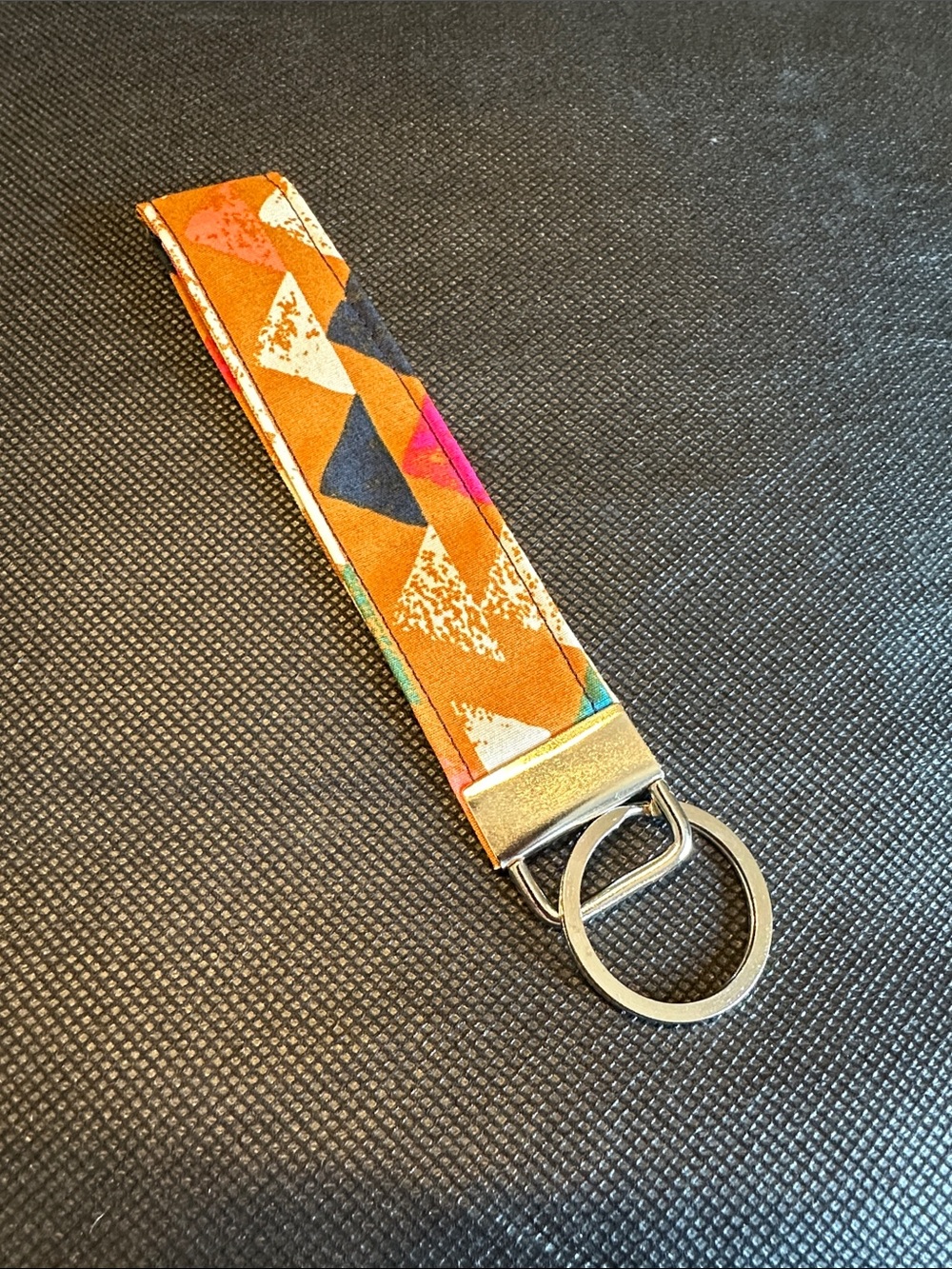 Orange Geometric Print Key Fob Wristlet - Unbranded